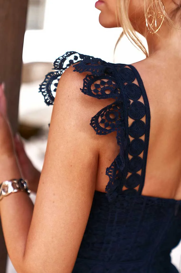Giselle Lace Midi Dress - Navy