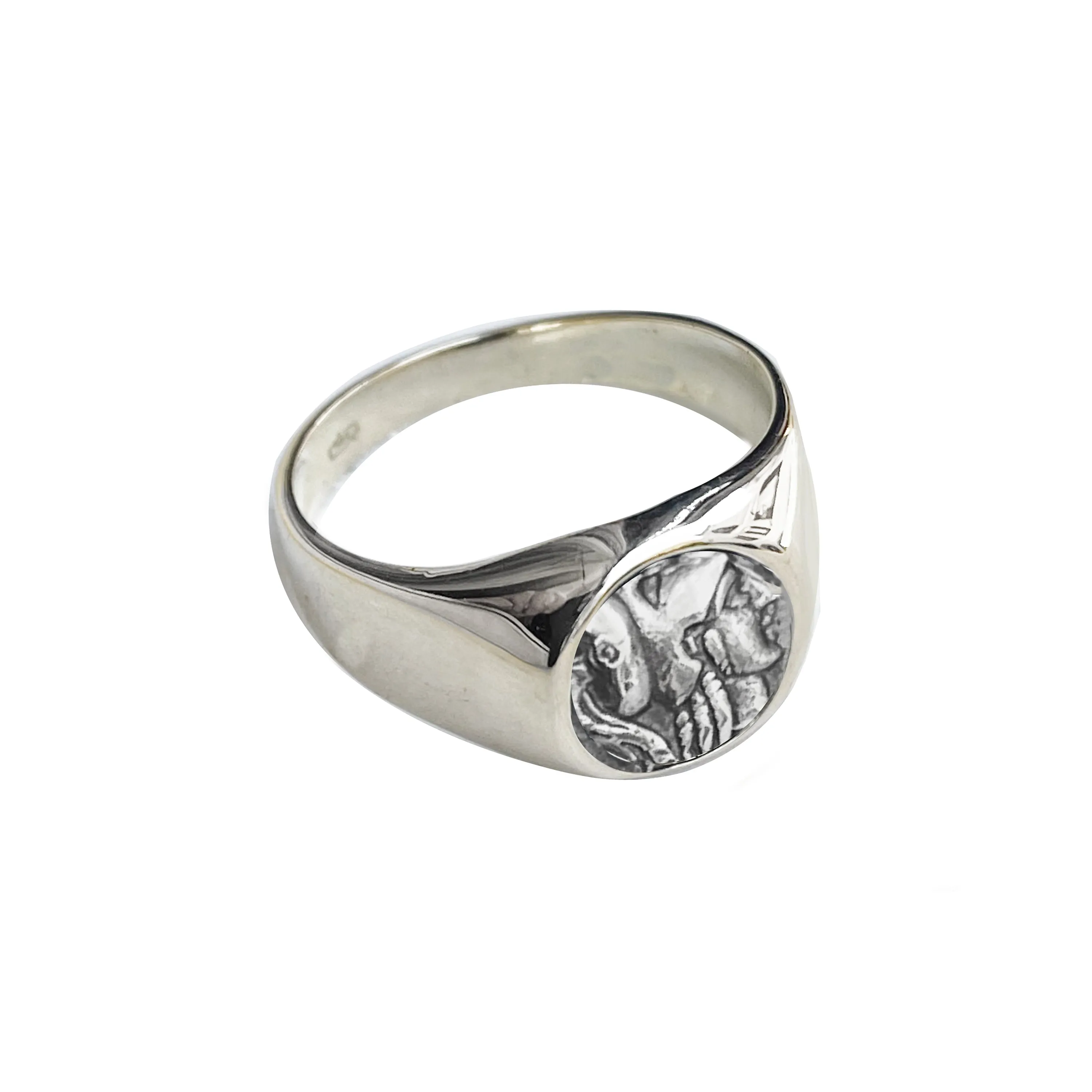 GODDESS ATHENA Authentic Ancient Roman Coin 4th century BC Silver Ring