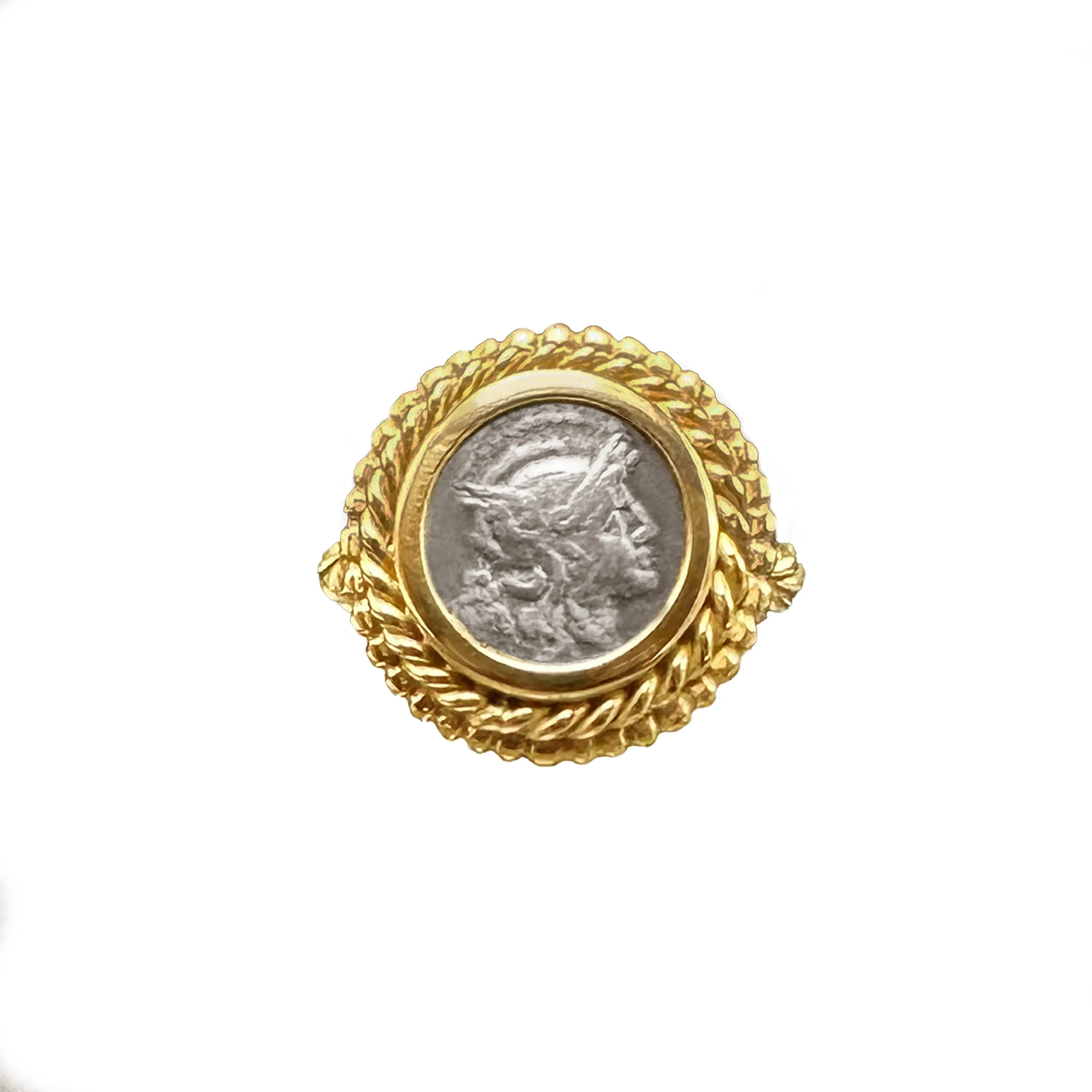 GODDESS ROME Authentic Ancient Roman Coin 211 BC 18 Kt Gold Ring