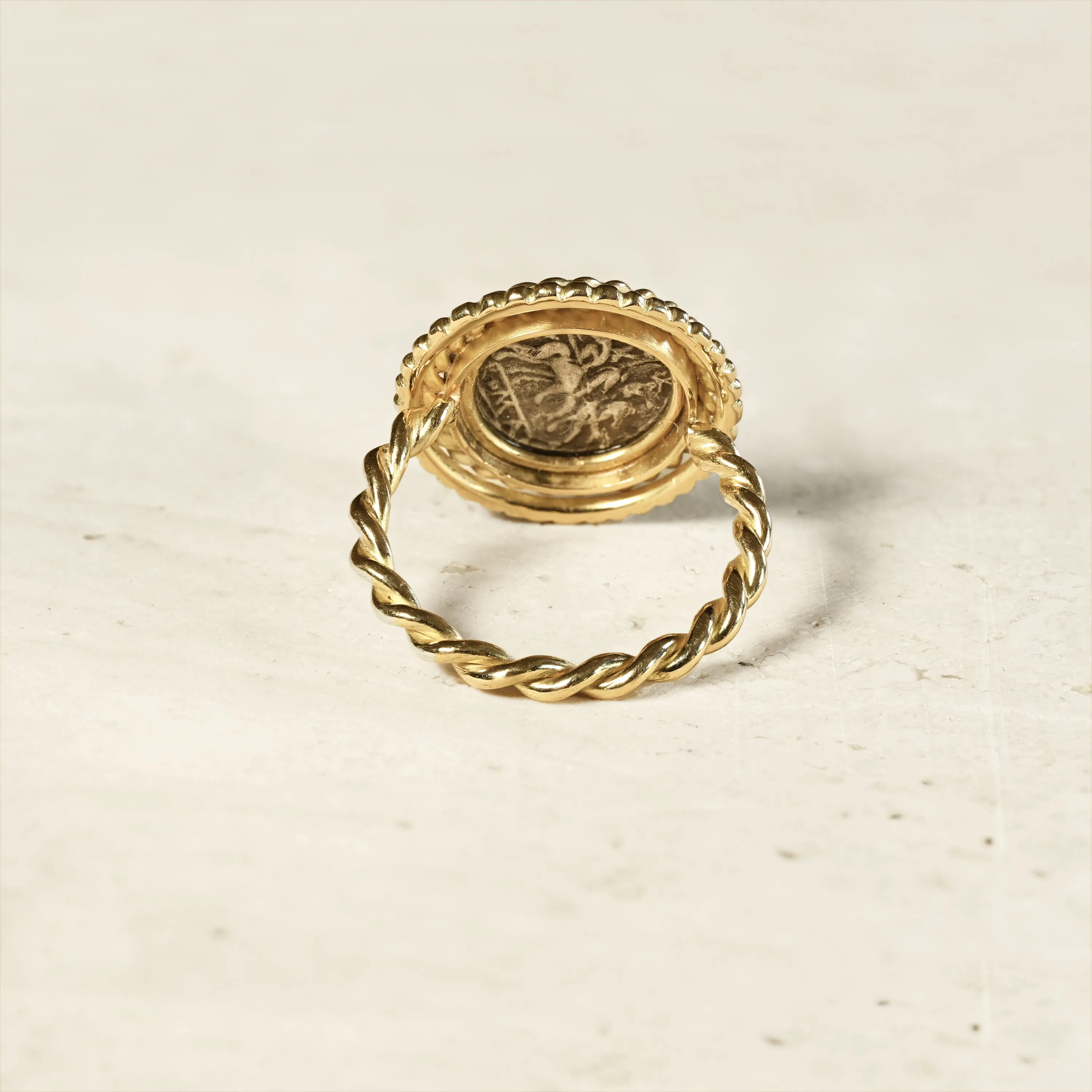 GODDESS ROME Authentic Ancient Roman Coin 211 BC 18 Kt Gold Ring
