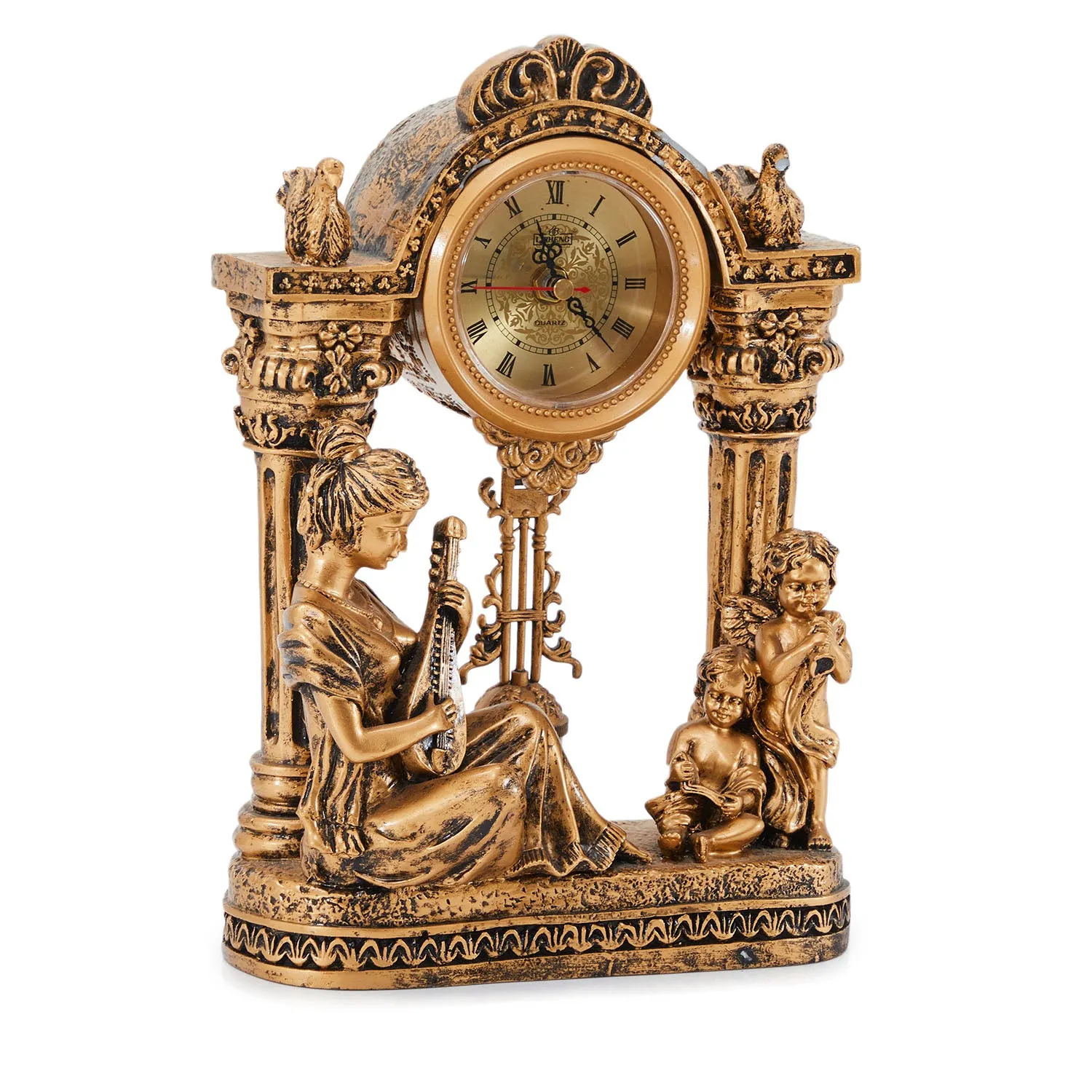Gold Rococo Tabletop Clock Sculpture