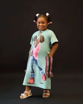 Hand-Painted Mini Abaya With Aso-Oke Pockets
