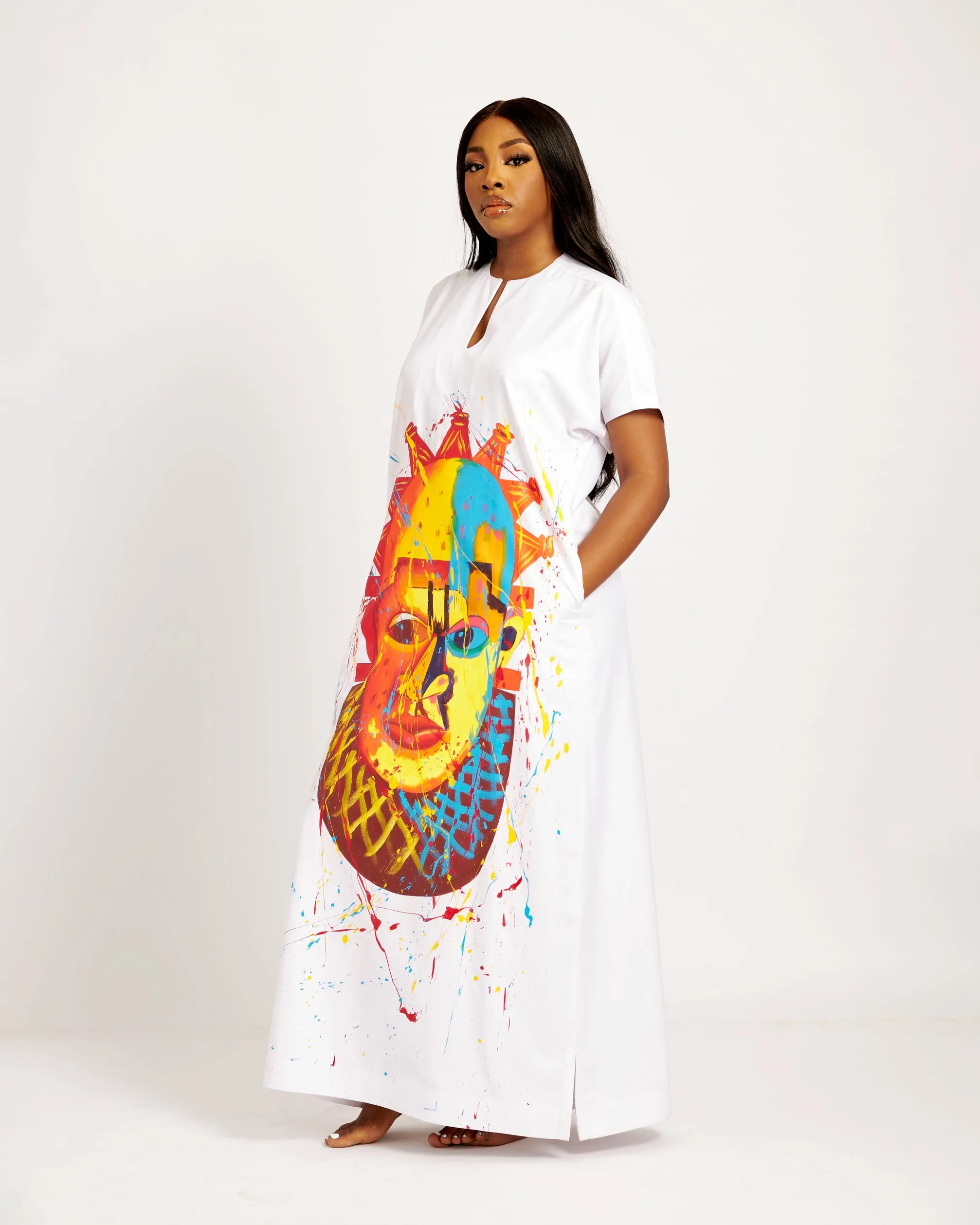 Hand-painted White Abaya