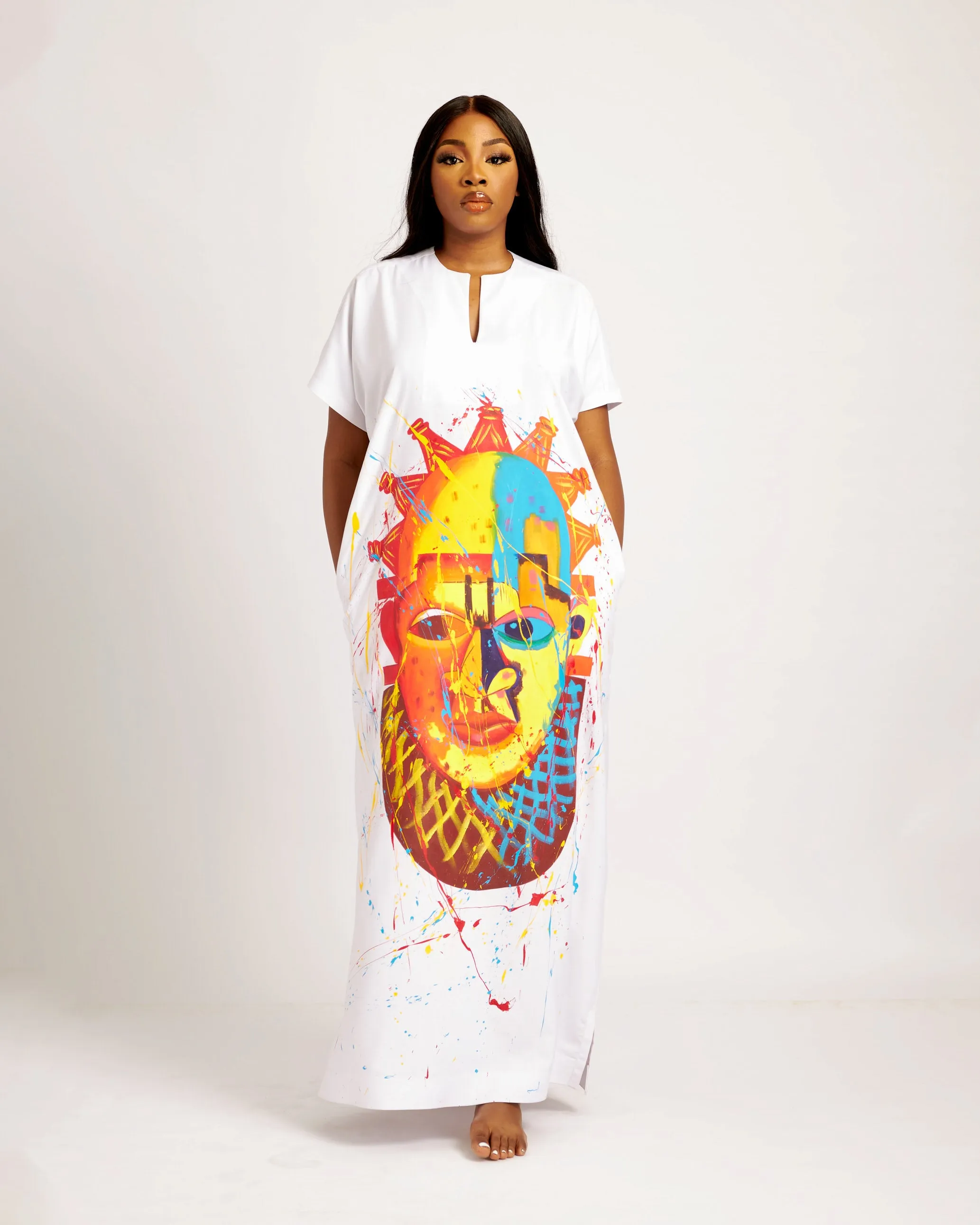 Hand-painted White Abaya