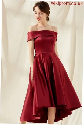 Hilda Cocktail With Asymmetrical A-Line Dress Cocktail Dresses Off-the-Shoulder Pockets Satin