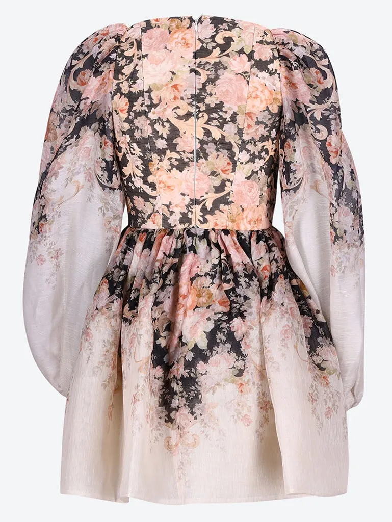Illustration draped mini dress