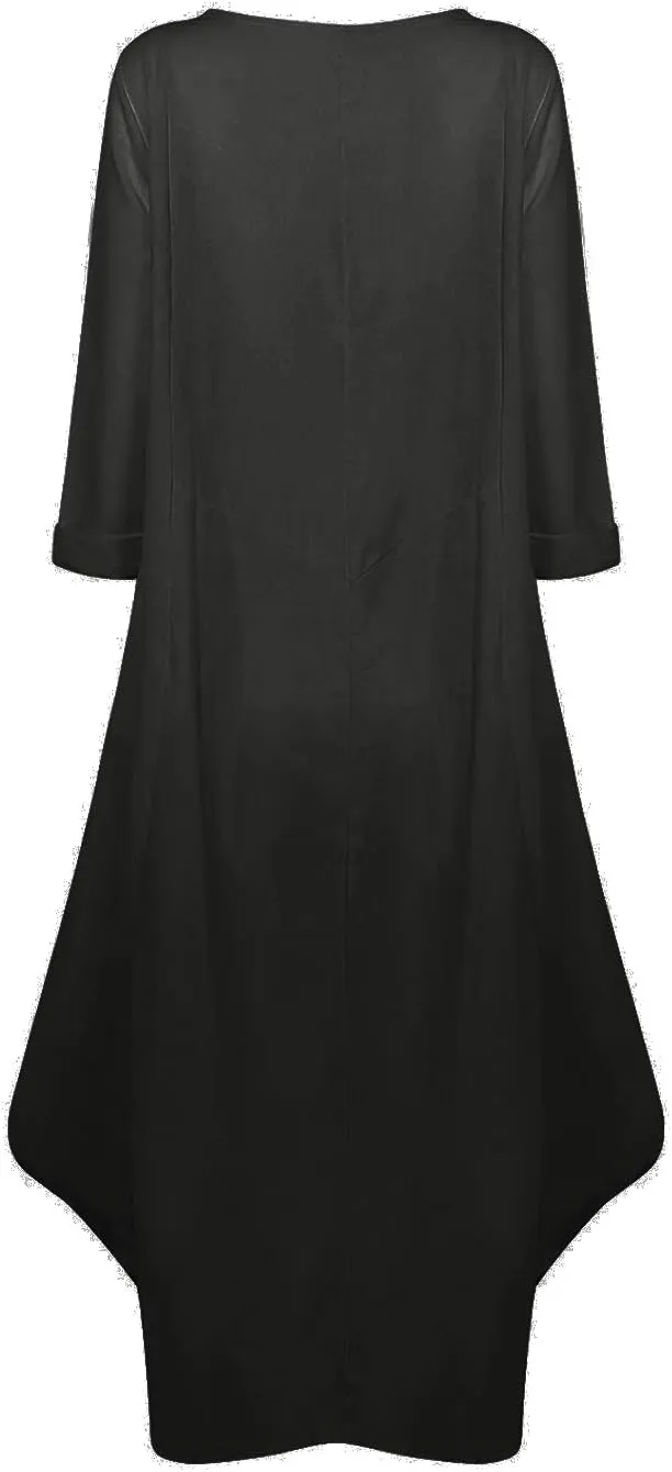 Jacansi Women's Cotton Linen Dress with Pocket Oversized Loose Dress Kaftan Dress