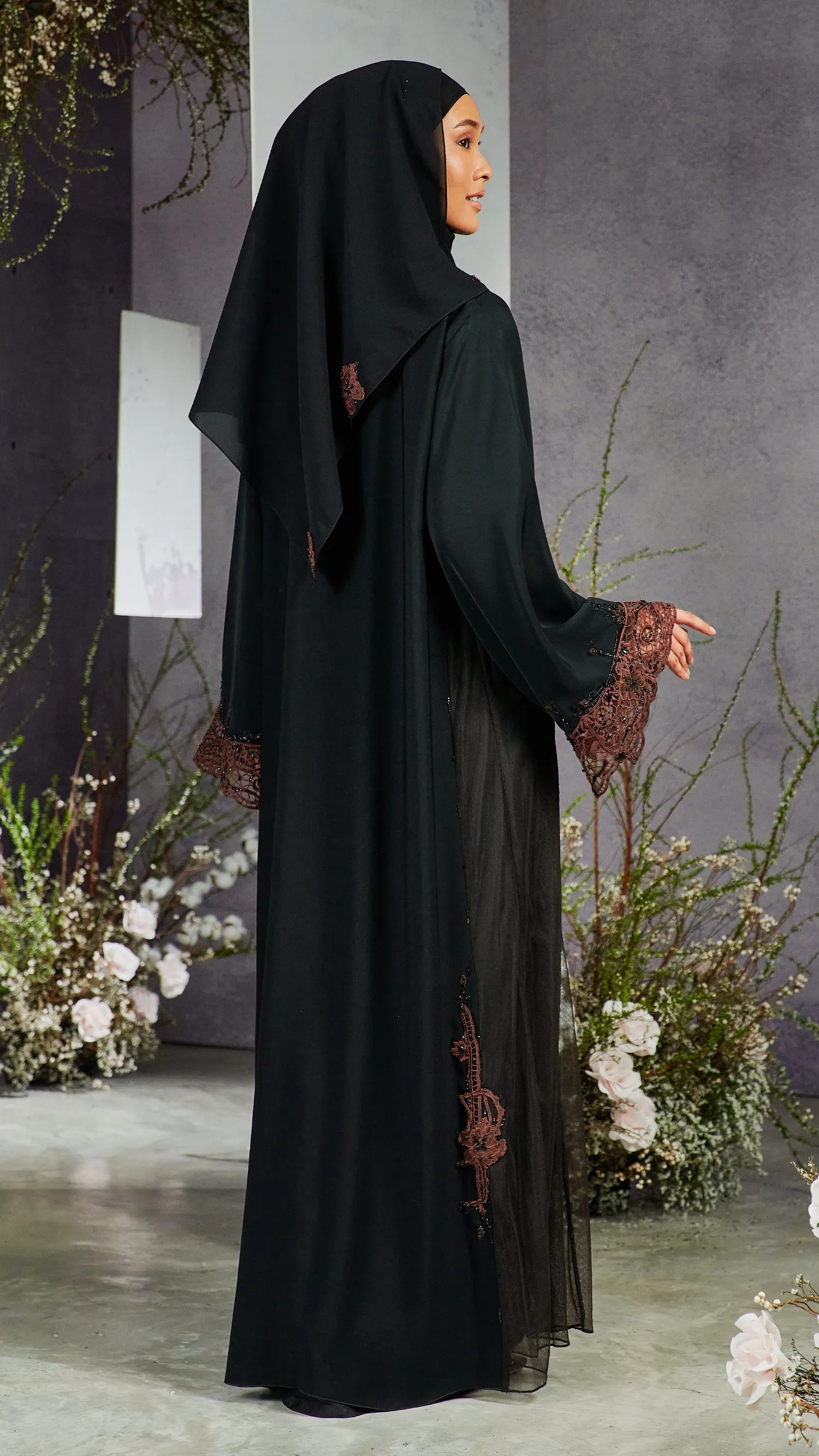 Kayangan Hareem Black Tawny Abaya