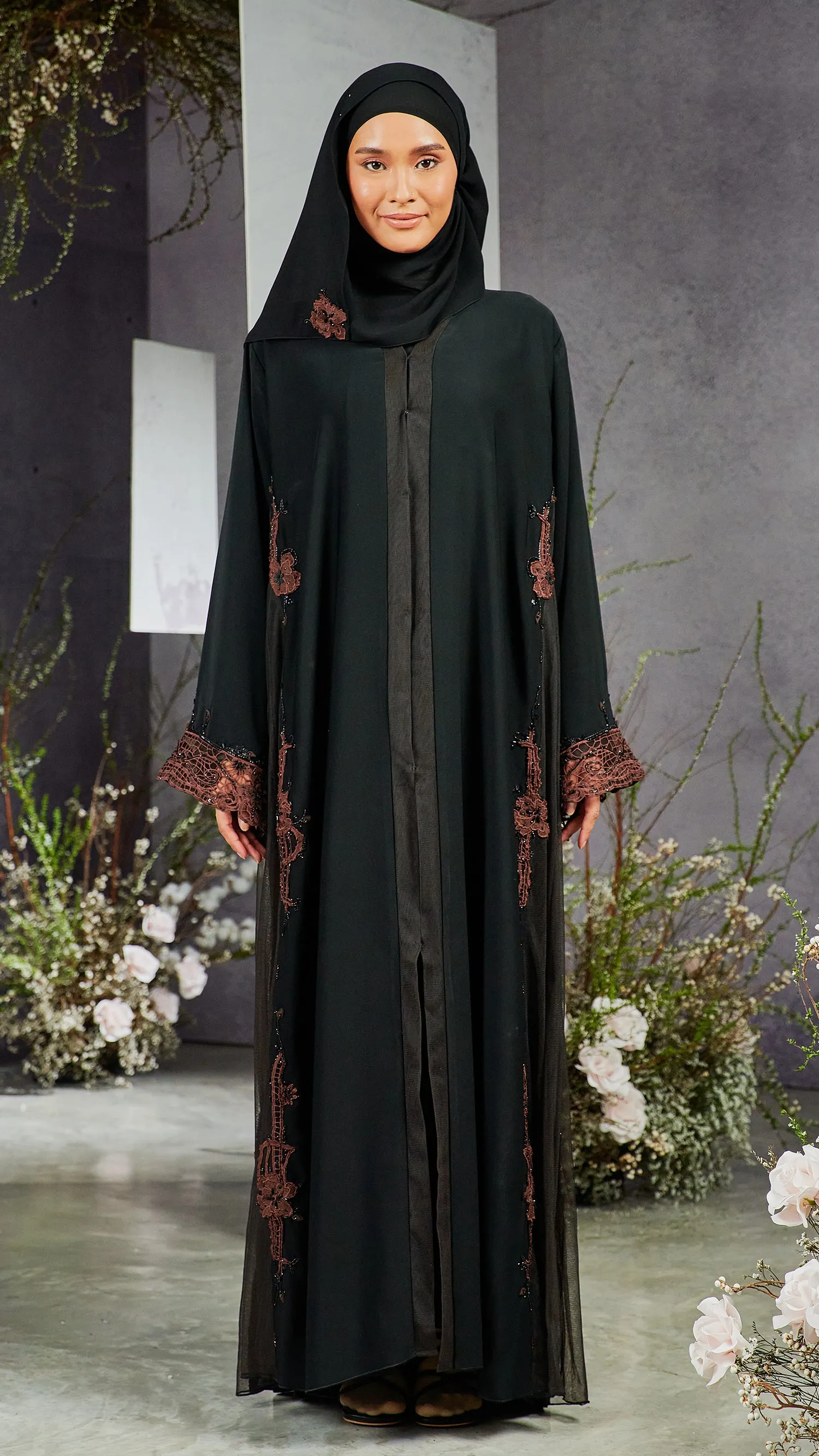 Kayangan Hareem Black Tawny Abaya