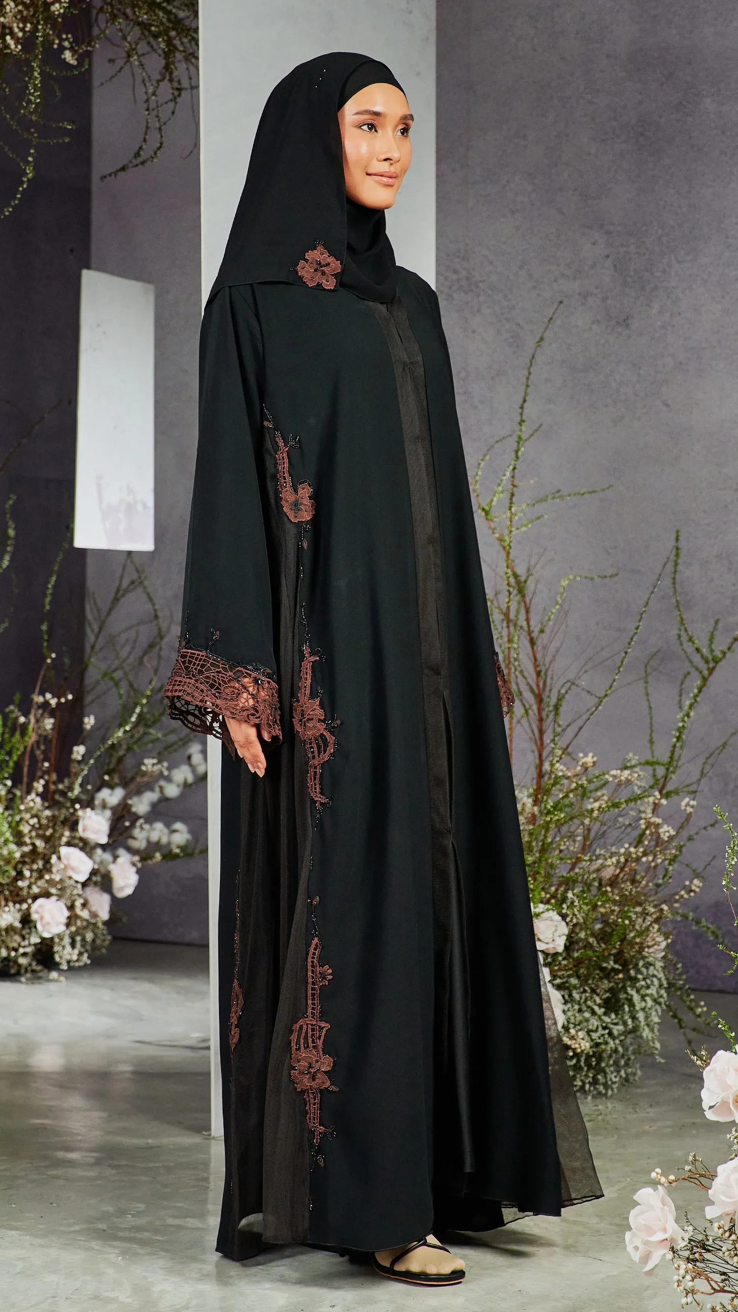 Kayangan Hareem Black Tawny Abaya