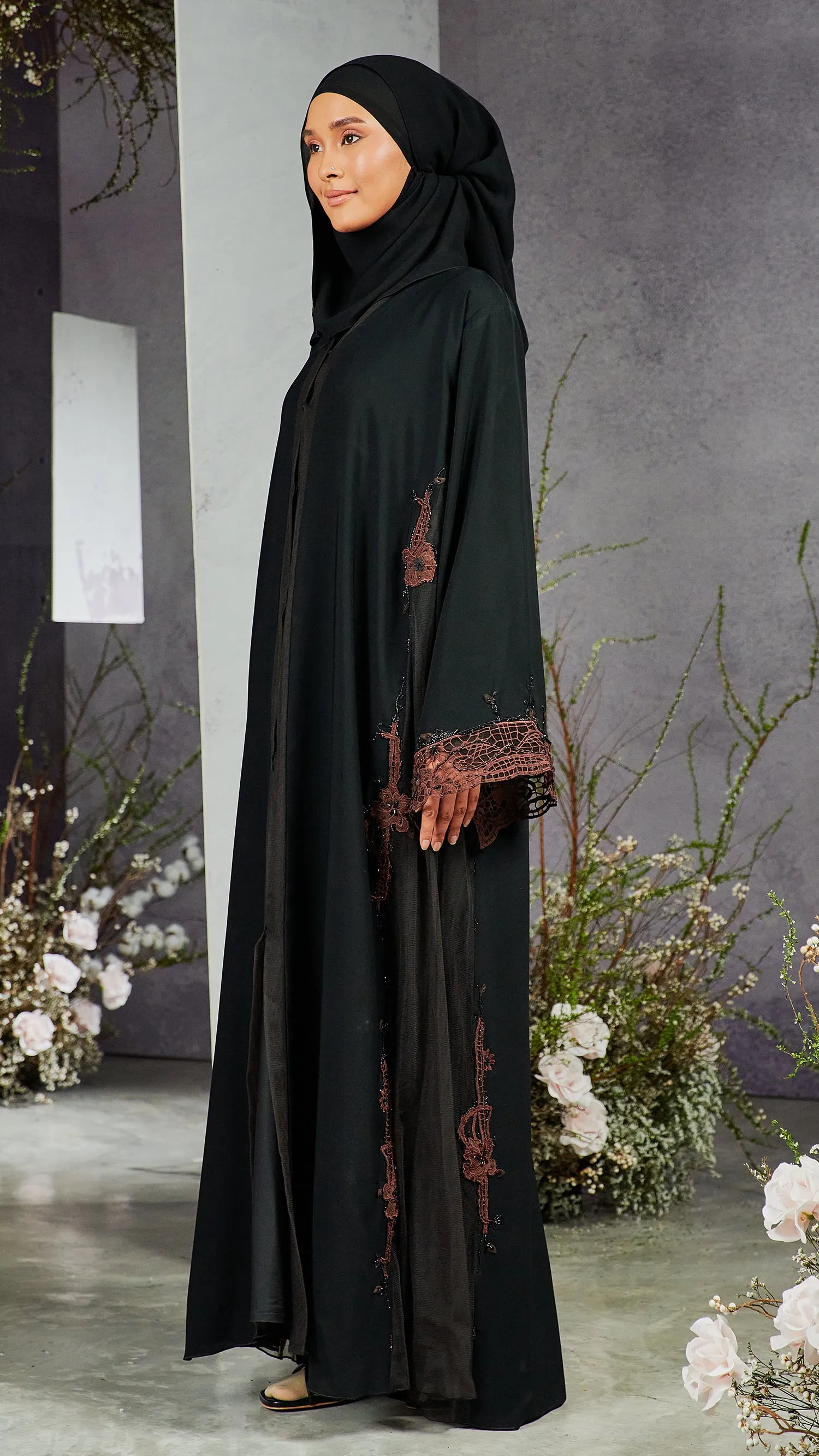 Kayangan Hareem Black Tawny Abaya