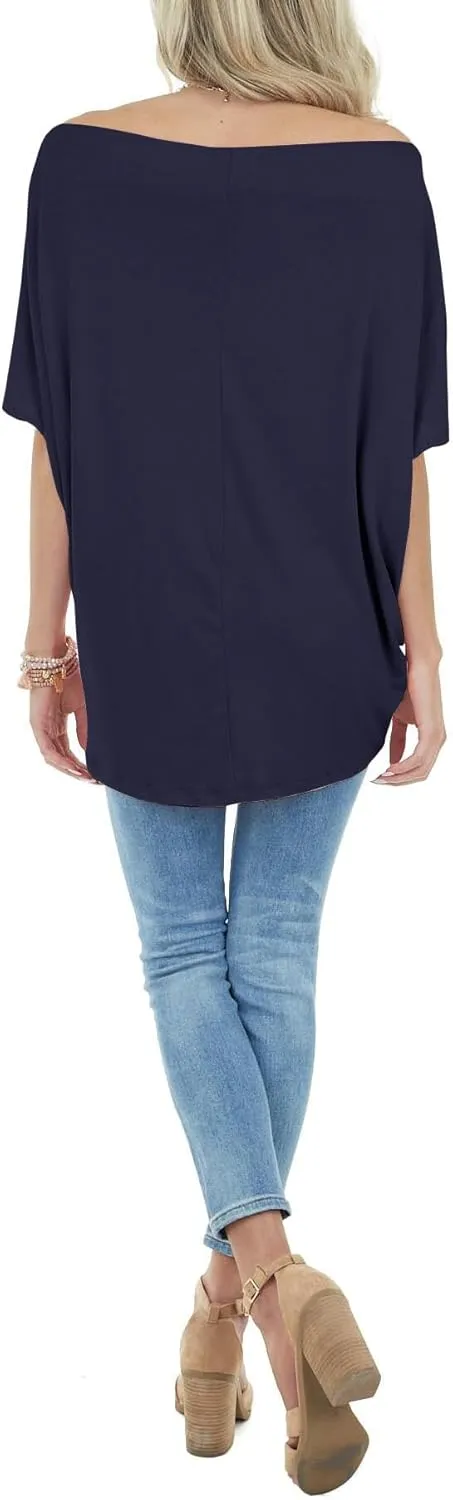 Lacozy Women's Off The Shoulder Tops Summer Casual Short Sleeve T-Shirts Blouse
