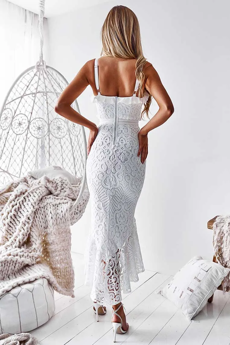 Leanne Lace Midi Dress - White
