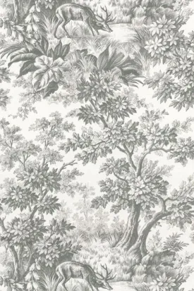 Little Greene Wallpaper Stag Toile Moss