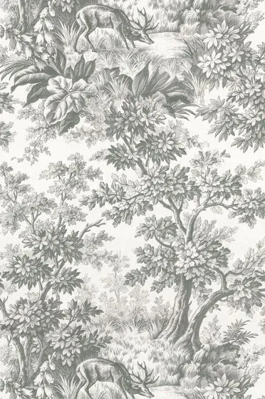Little Greene Wallpaper Stag Toile Moss