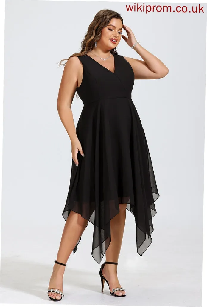Logan Dress V-neck Chiffon Asymmetrical Cocktail Cocktail Dresses A-Line
