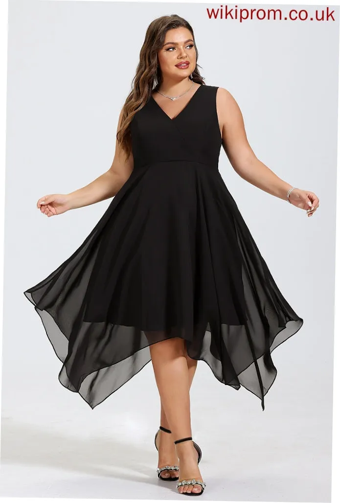 Logan Dress V-neck Chiffon Asymmetrical Cocktail Cocktail Dresses A-Line