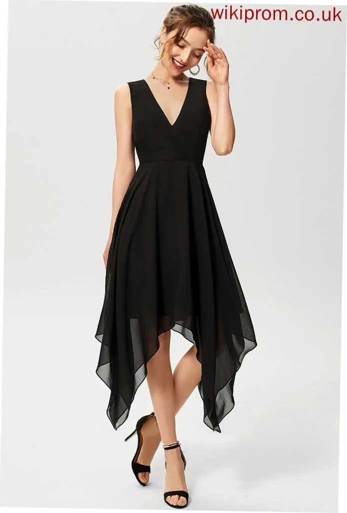 Logan Dress V-neck Chiffon Asymmetrical Cocktail Cocktail Dresses A-Line