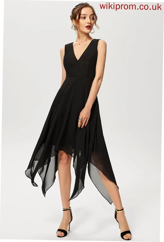 Logan Dress V-neck Chiffon Asymmetrical Cocktail Cocktail Dresses A-Line