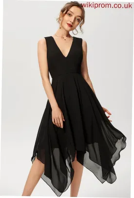 Logan Dress V-neck Chiffon Asymmetrical Cocktail Cocktail Dresses A-Line