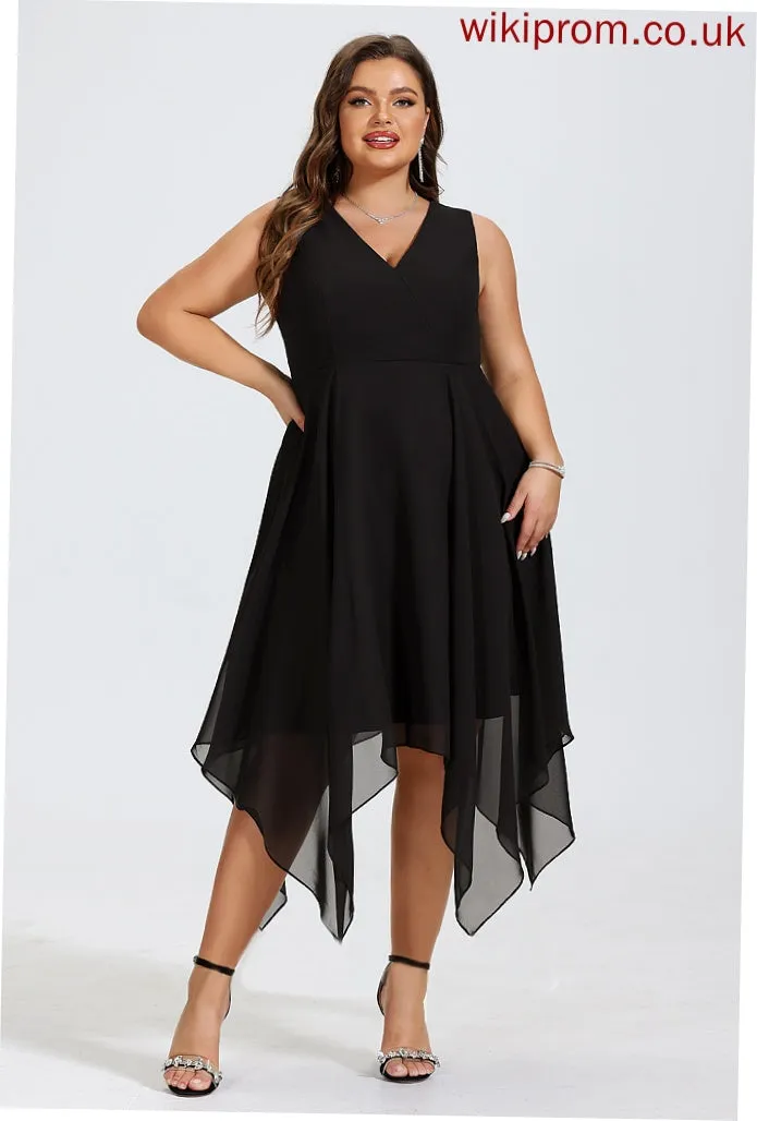 Logan Dress V-neck Chiffon Asymmetrical Cocktail Cocktail Dresses A-Line