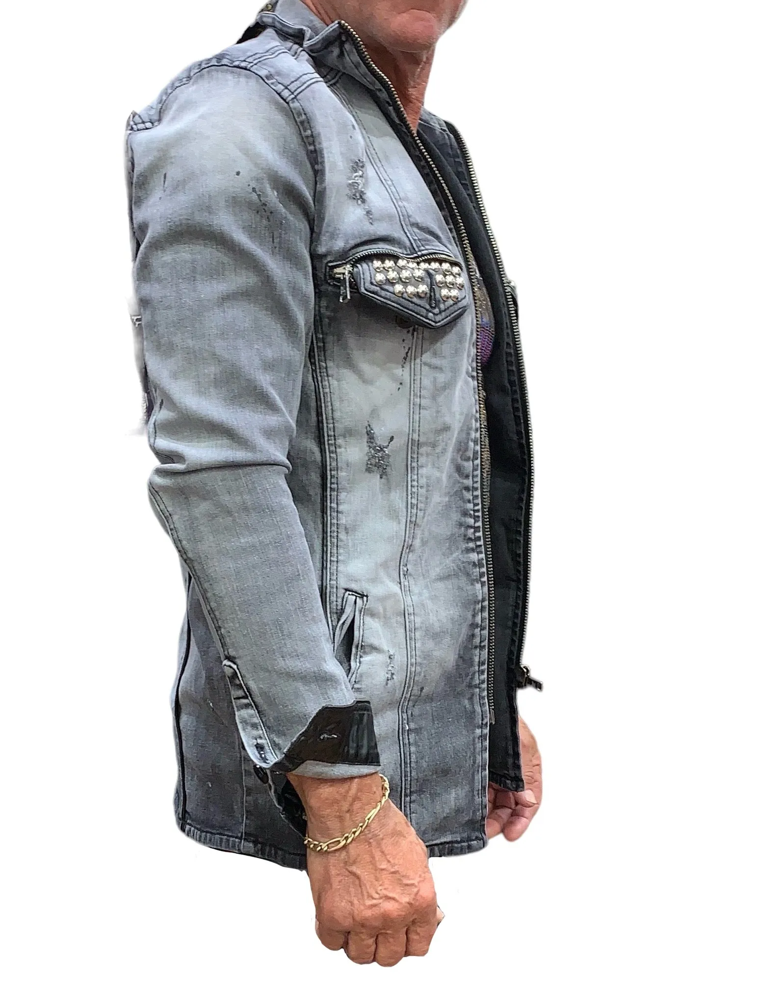 Men's Denim Jacket Washed Grey #1747