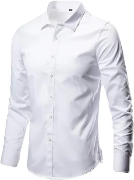 Mens Dress Shirts Long Sleeve Performance Quick Dry Stretch Untucked Casual Button Down Shirt Business Work Shirts