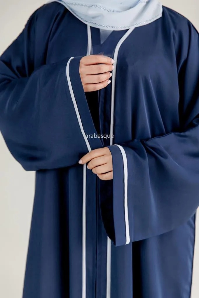 Navy Border Abaya