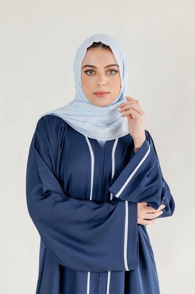 Navy Border Abaya