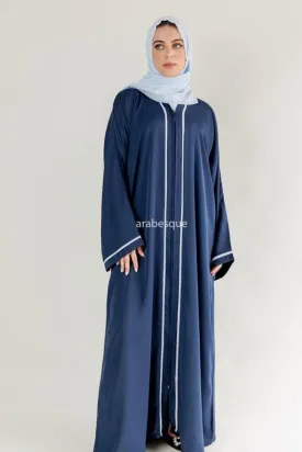 Navy Border Abaya