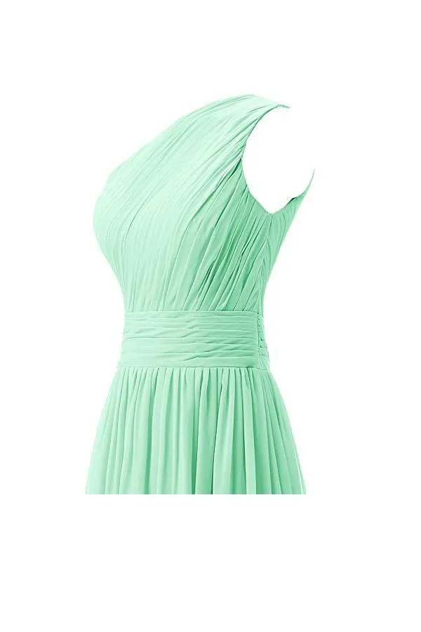 One Shoulder Bridesmaid Dresses Chiffon Prom Evening Dress BD008