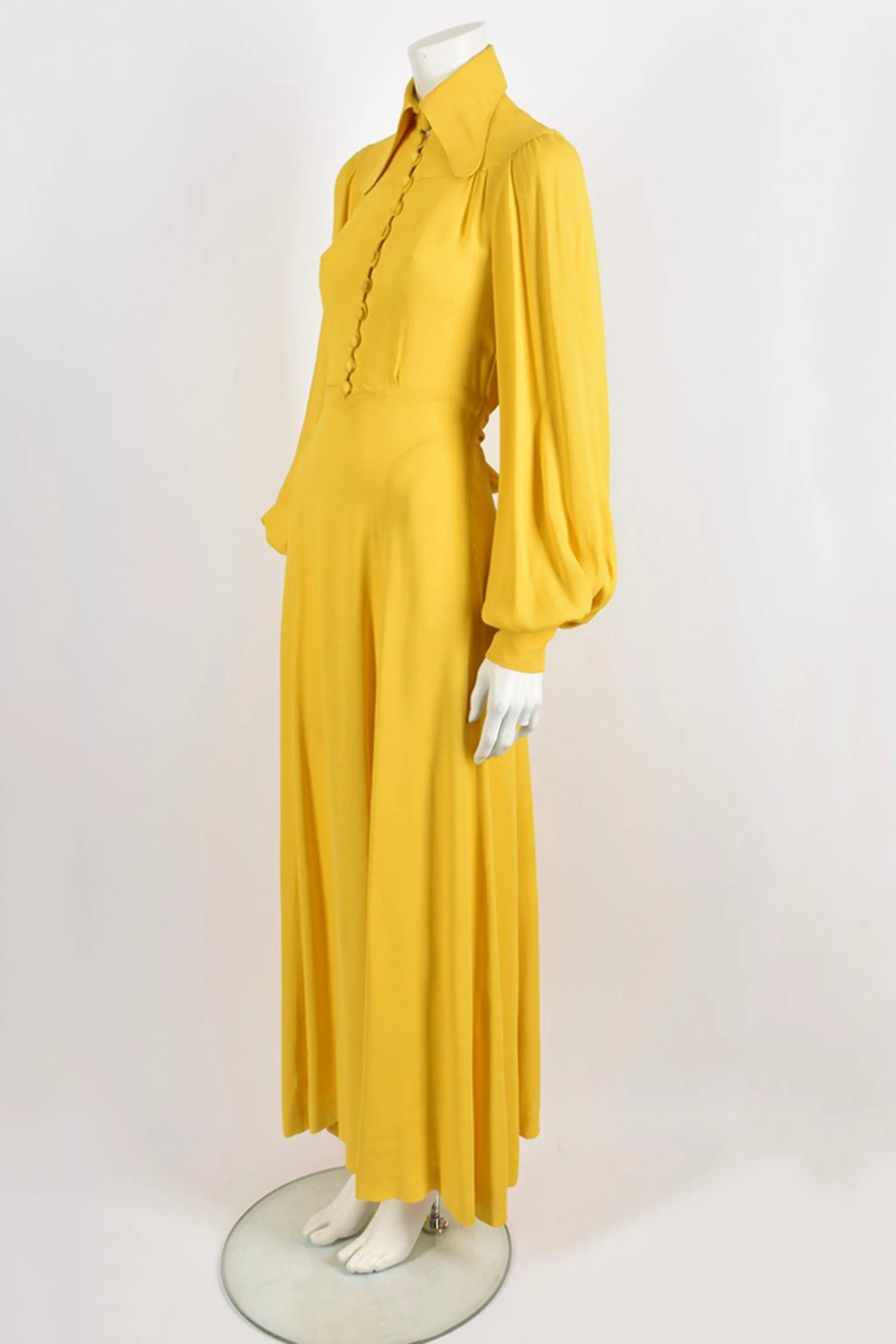 OSSIE CLARK 1970s yellow maxi dress S-M-L