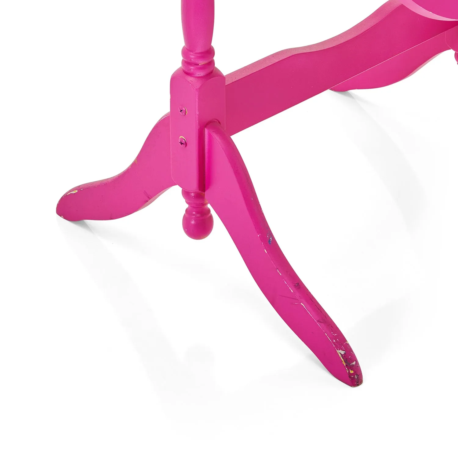 Pink Wooden Frame Standing Floor Mirror