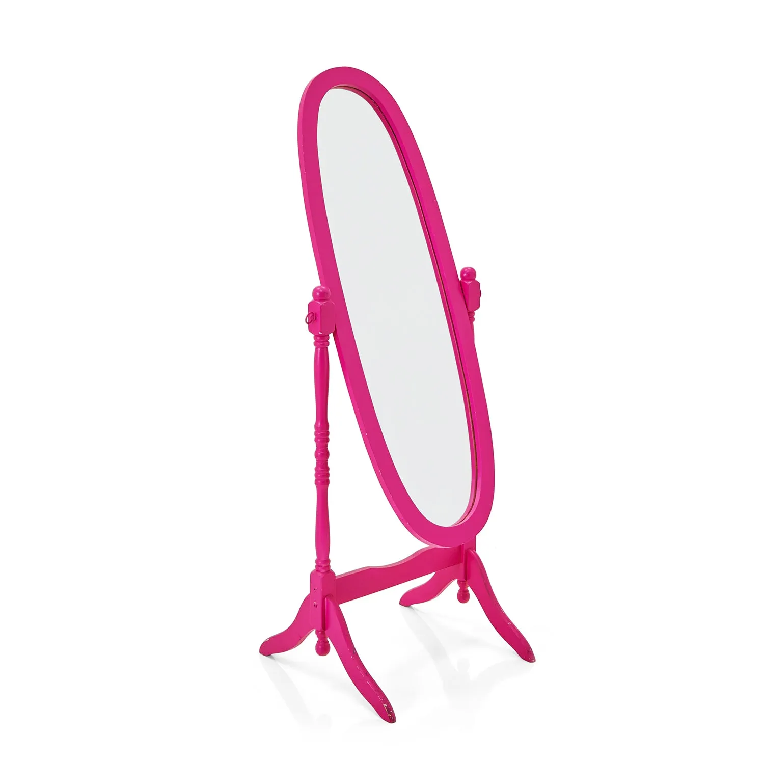 Pink Wooden Frame Standing Floor Mirror