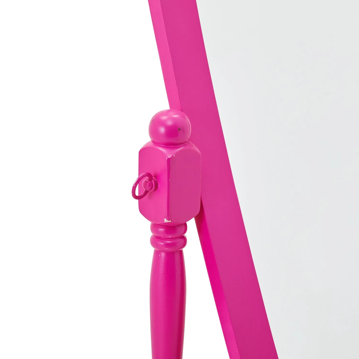 Pink Wooden Frame Standing Floor Mirror