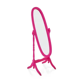 Pink Wooden Frame Standing Floor Mirror