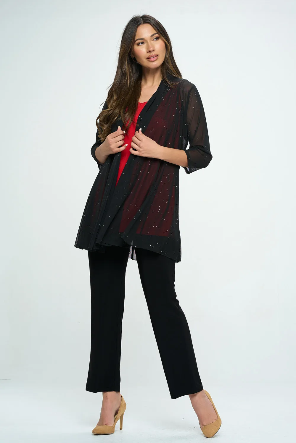 Plus Size Mesh Glitter Princess Jacket-4072MG-QXD1-G023