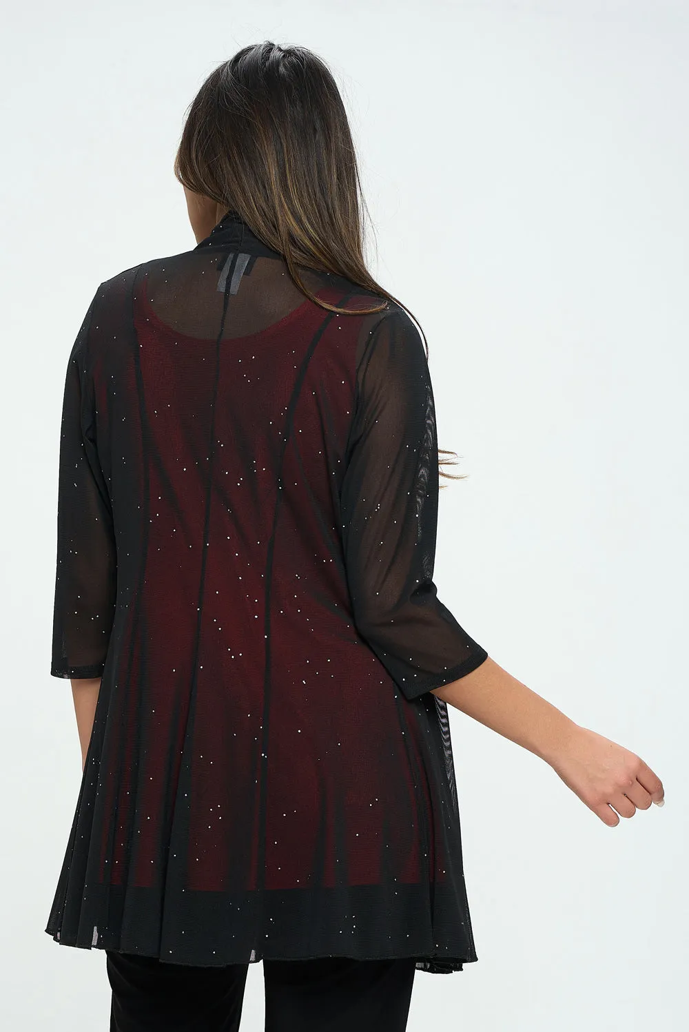 Plus Size Mesh Glitter Princess Jacket-4072MG-QXD1-G023