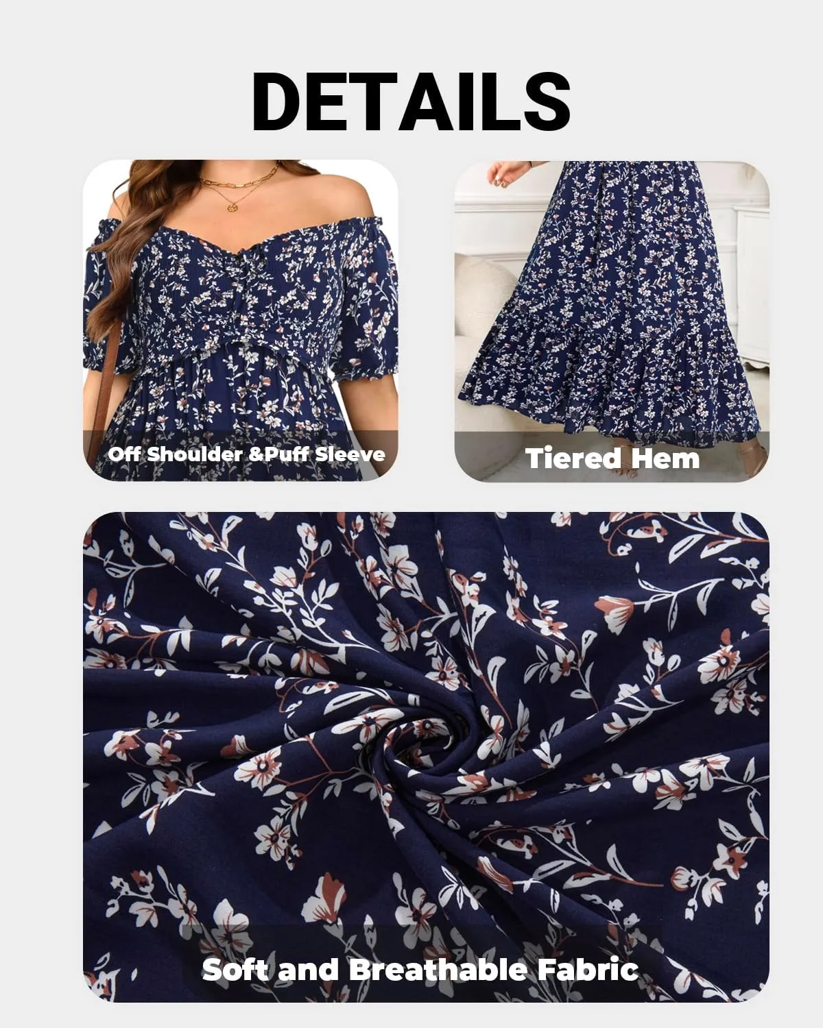 Plus Size Sun Dresses Women - Summer Off The Shoulder Puff Sleeve A Line Boho Maxi Flow Long Dress 2025