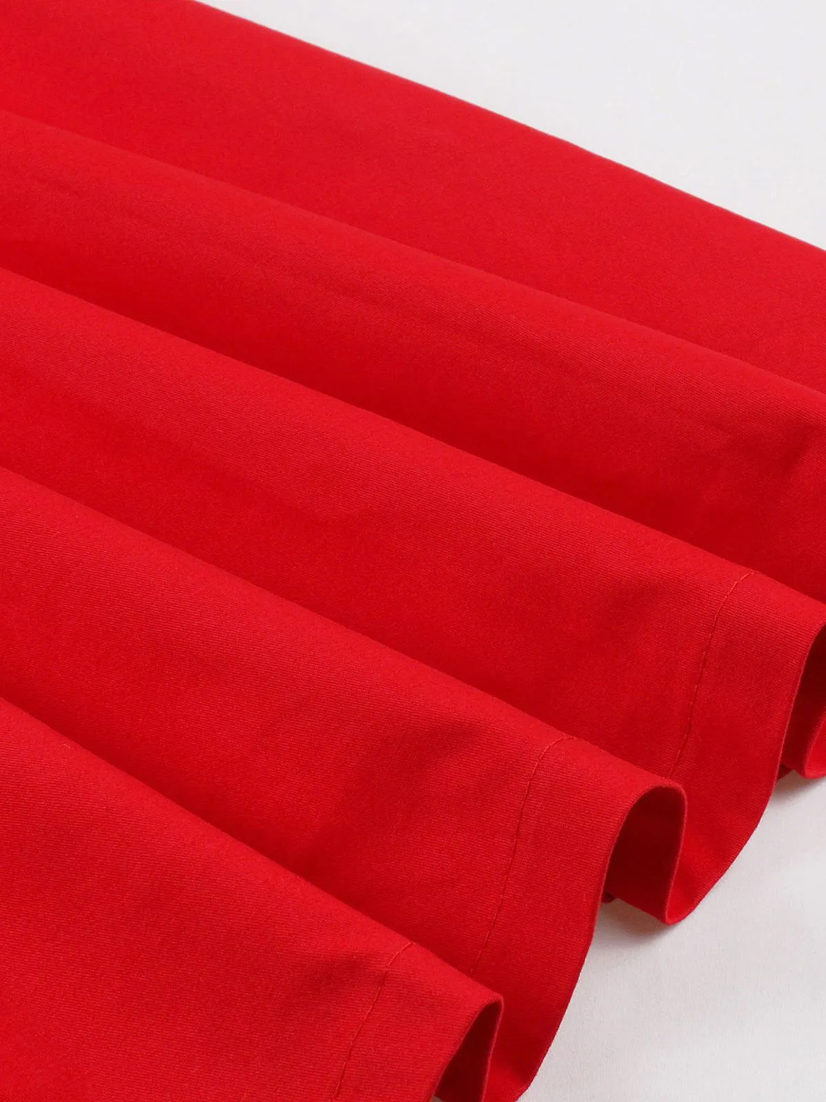 Red 1950s V-Neck Sleeveless Solid Dress