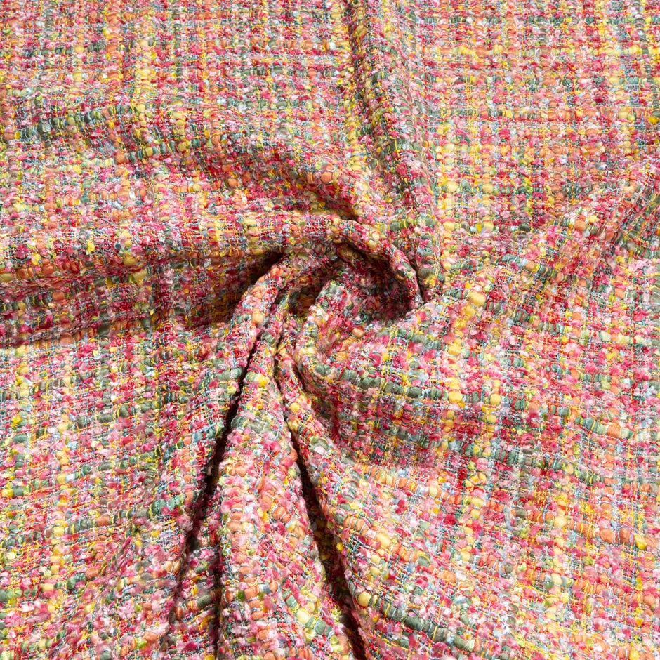 Red, Yellow & Green Woven Microfibre Bouclé