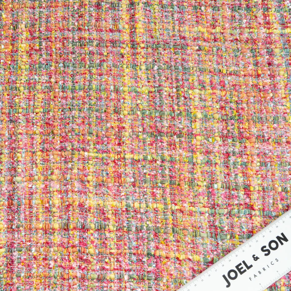 Red, Yellow & Green Woven Microfibre Bouclé
