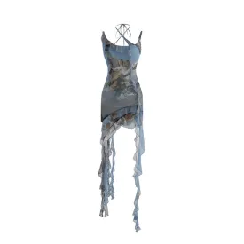 Renaissance Art Print Angelcore Blue Fairy Aesthetic Dress