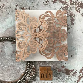 Rococo Glitter Wedding Invitation - Rose Gold