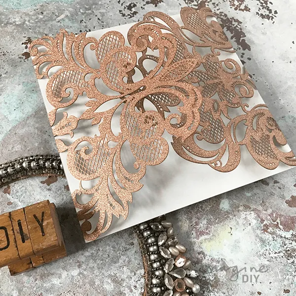 Rococo Glitter Wedding Invitation - Rose Gold