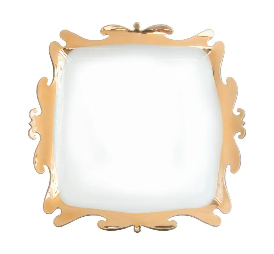 Rococo Gold 15" Square Platter
