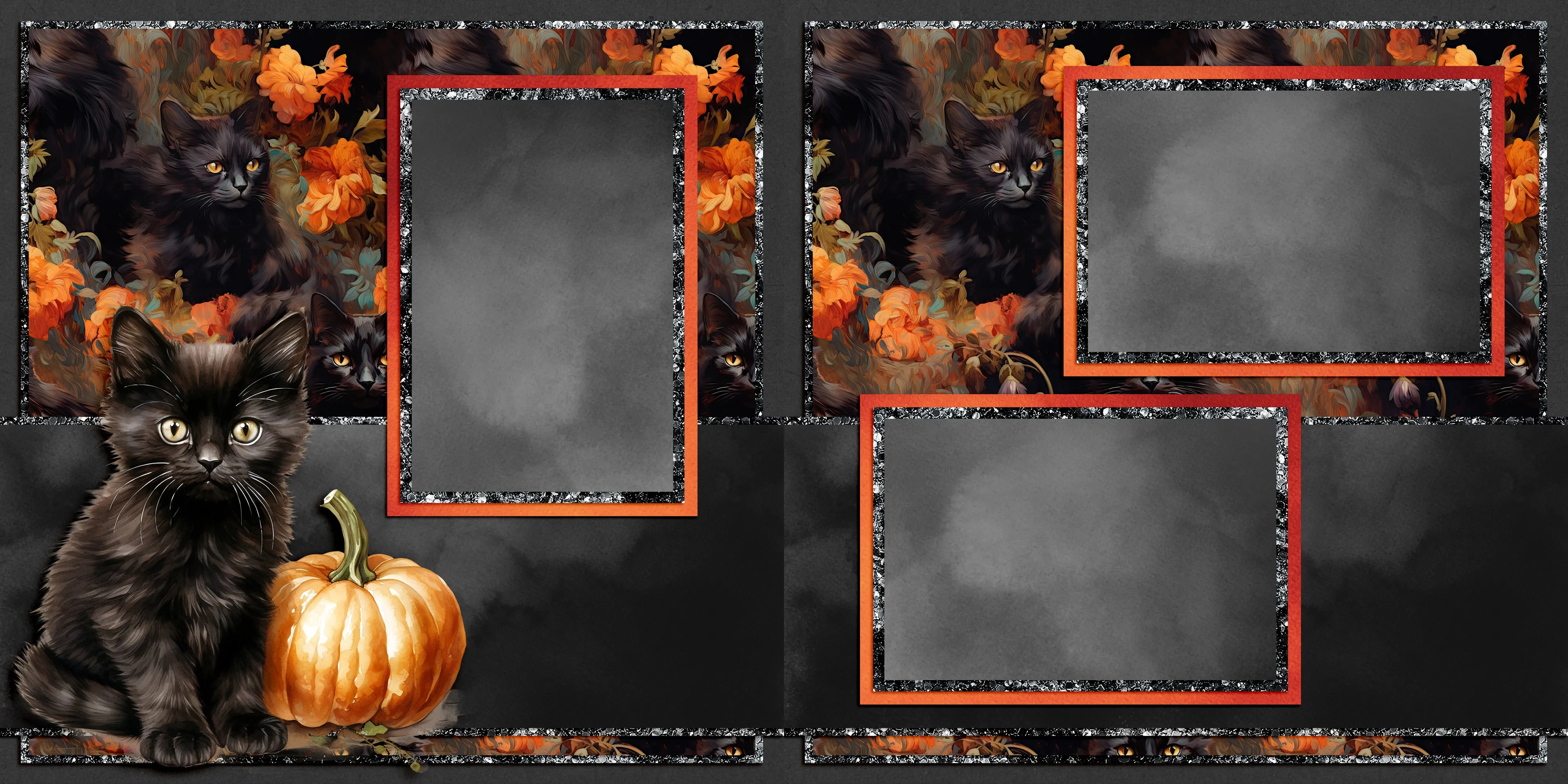 Rococo Halloween - Set of 5 Double Page Layouts - 1810