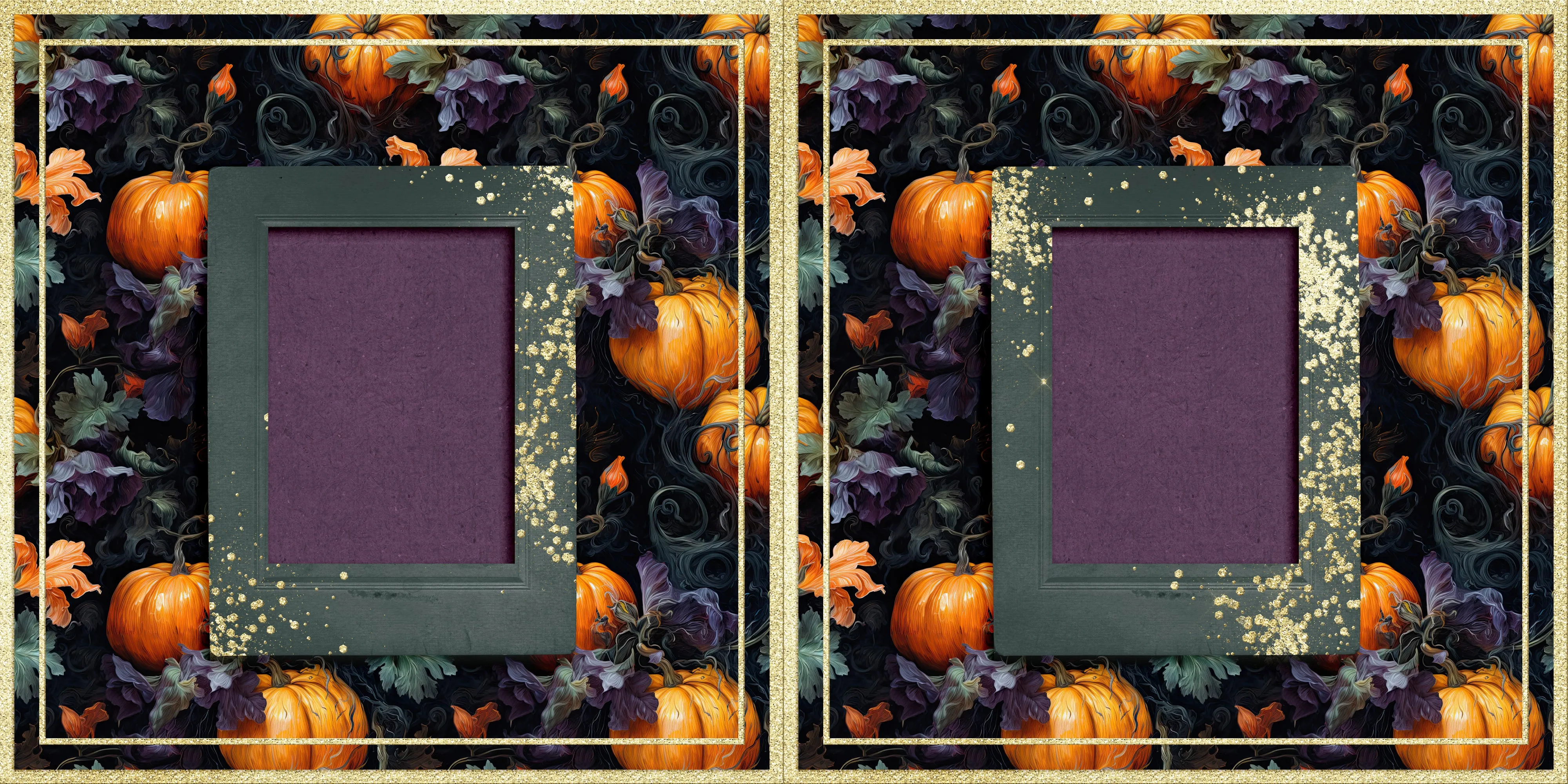 Rococo Halloween - Set of 5 Double Page Layouts - 1810