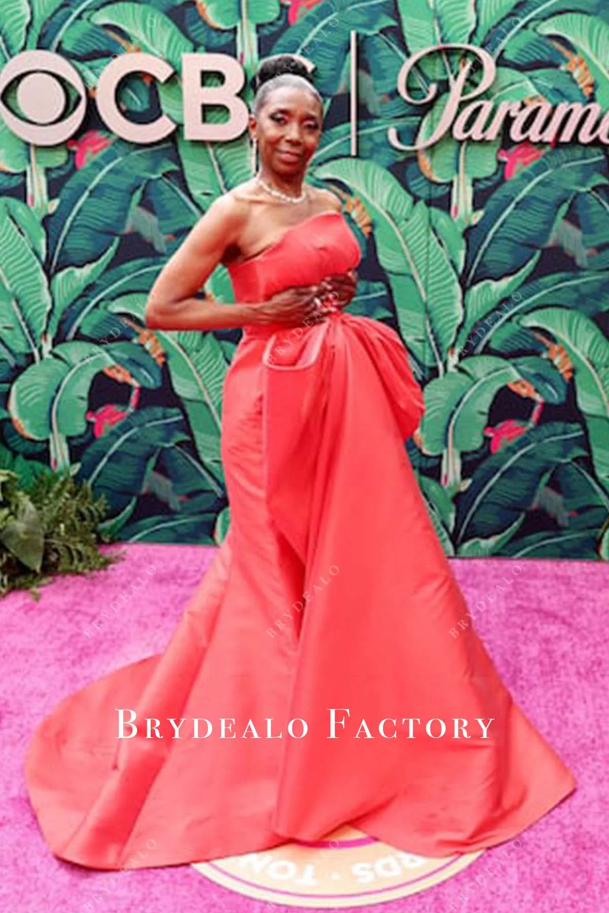 Sharon Washington Watermelon Strapless Dress 2023 Tony Awards