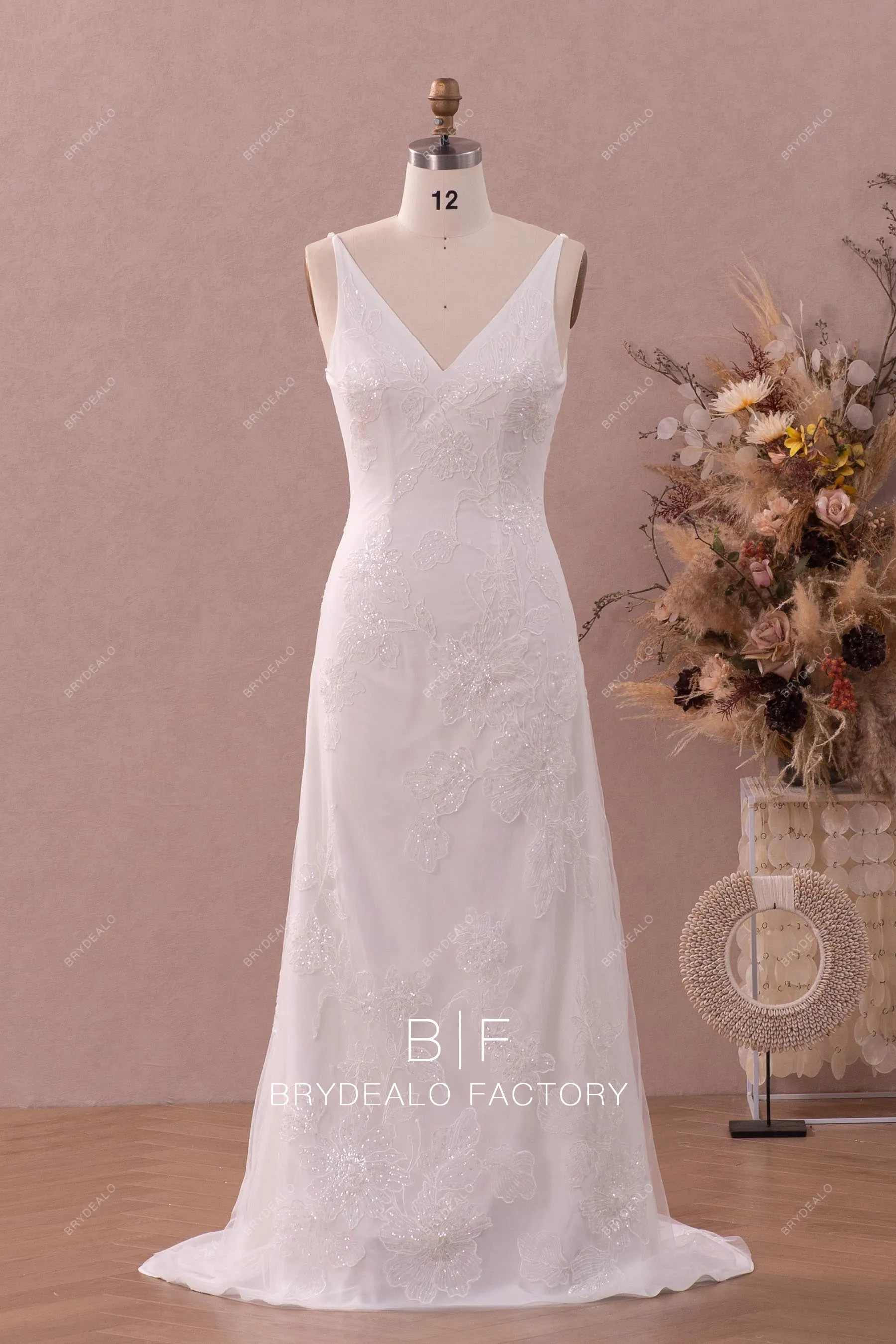 Shimmery Lace Mermaid Wedding Dress with Detachable Robe